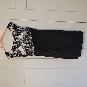 Connected Soutache Bodice Cocktail Dress. Size 6. Black and White.